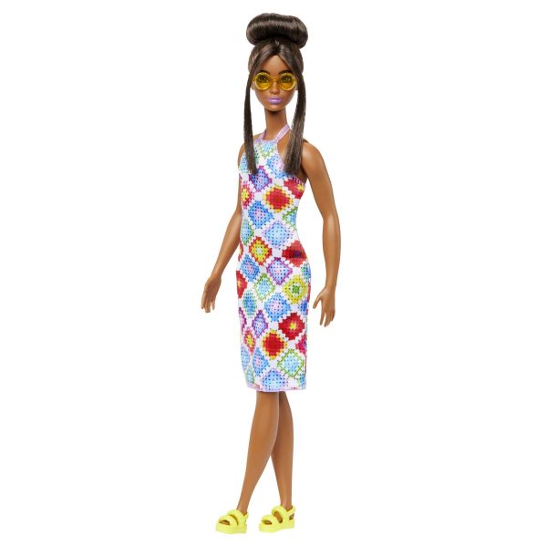 Barbie Fashionistas Doll #210 With Bun And Crochet Halter Dress