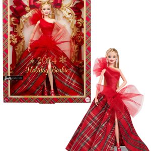 Barbie Signature 2024 Holiday Barbie Fashion Doll, Seasonal Collector Gift, Blonde With Plaid Gown