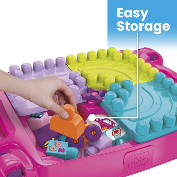 MEGA BLOKS Toy Blocks Blue Build N Learn Table With Storage (30 Pieces) For Toddler