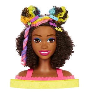 Barbie Deluxe Styling Head, Barbie Totally Hair, Curly Brown Rainbow Hair