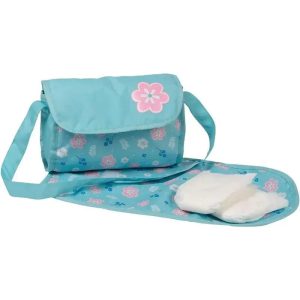 Adora - Baby Doll Diaper Bag, Includes Changing Mat and 2 Doll Diapers, Blue Flower Power