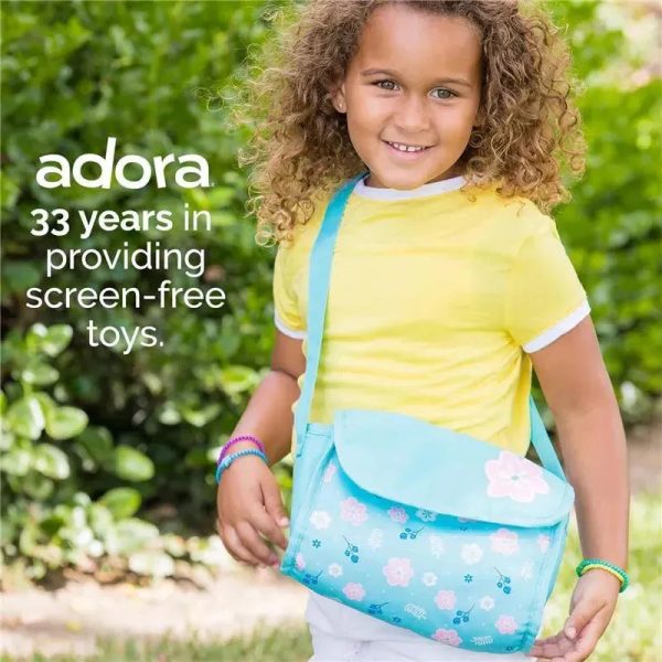 Adora - Baby Doll Diaper Bag, Includes Changing Mat and 2 Doll Diapers, Blue Flower Power