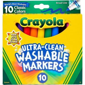 Crayola - 10 Ct Ultra-Clean Washable Classic, Broad Line Markers
