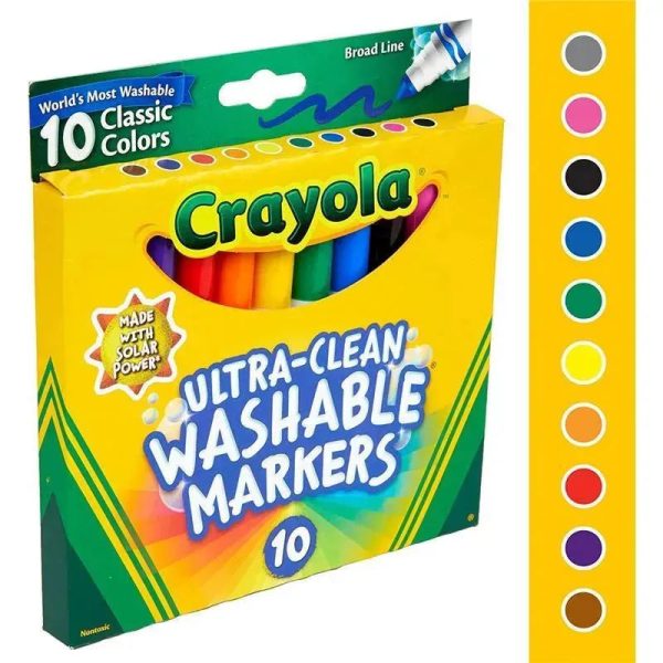 Crayola - 10 Ct Ultra-Clean Washable Classic, Broad Line Markers