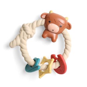 Itzy Ritzy - Silicone Teether with Rattle, Highland Cow