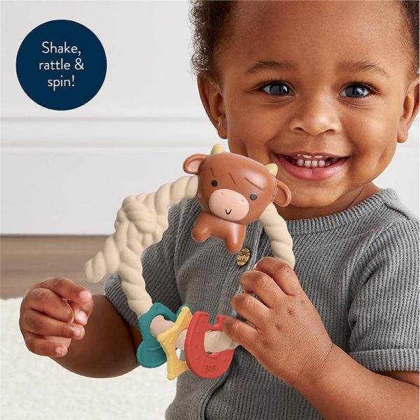 Itzy Ritzy - Silicone Teether with Rattle, Highland Cow