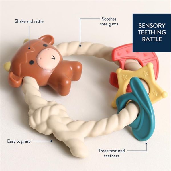 Itzy Ritzy - Silicone Teether with Rattle, Highland Cow