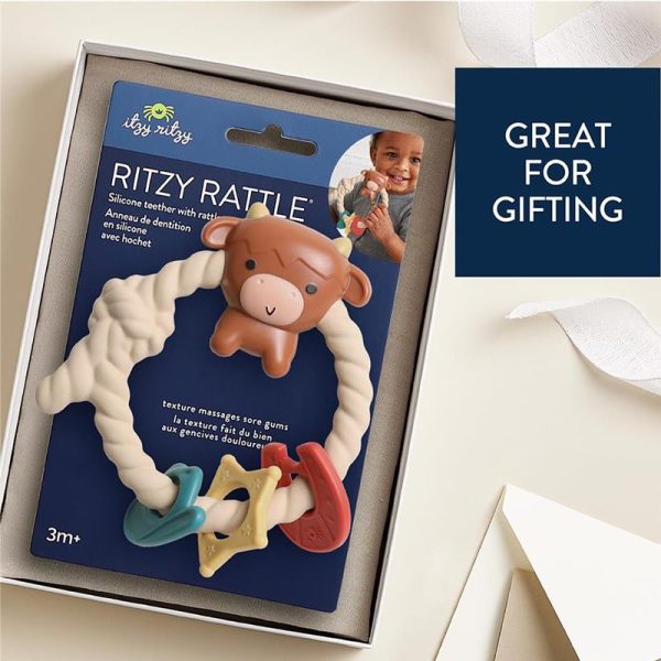 Itzy Ritzy - Silicone Teether with Rattle, Highland Cow