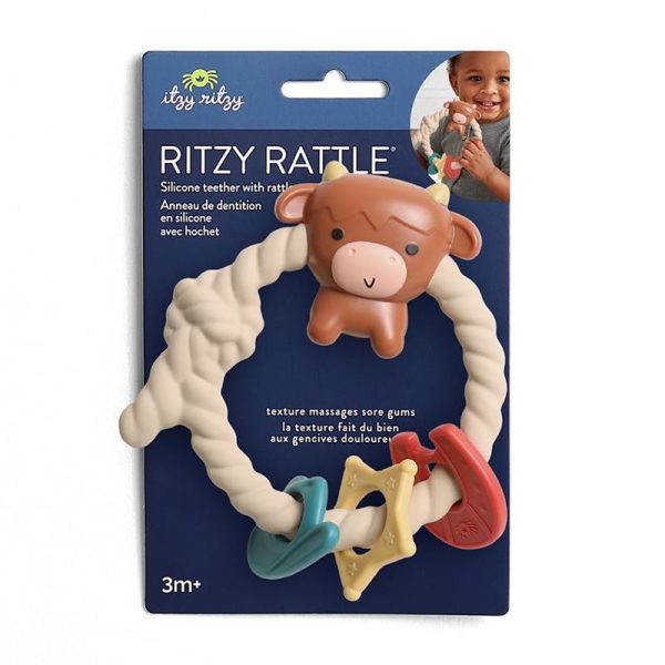 Itzy Ritzy - Silicone Teether with Rattle, Highland Cow