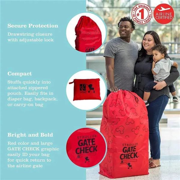 J.L. Childress - Gate Check Bag For Single & Double Strollers, Mickey Red