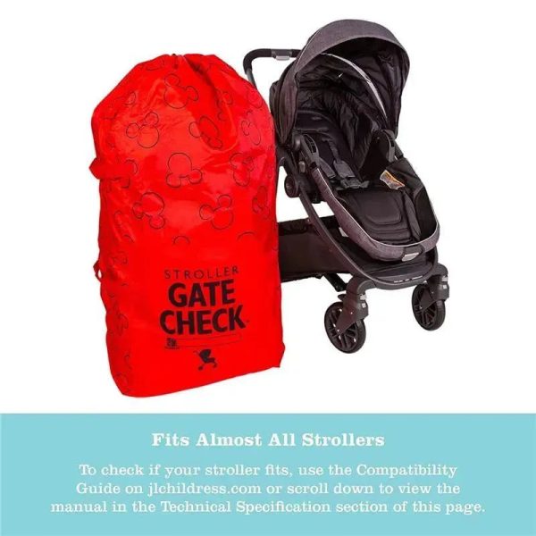 J.L. Childress - Gate Check Bag For Single & Double Strollers, Mickey Red