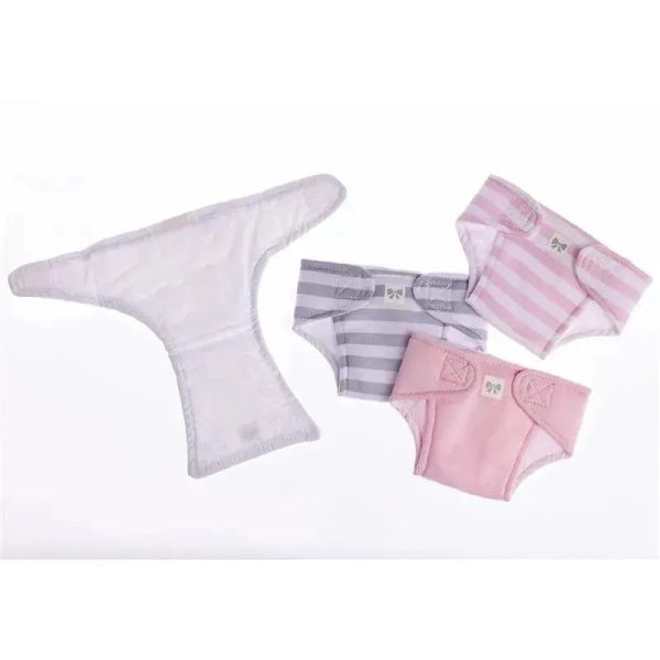 JC Toys - Baby Doll Washable and Reusable Eco Diapers, 4 Pack Fits Dolls 14 to 18, Pink