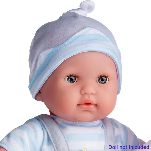 JC Toys - Berenguer Boutique Baby Doll Outfit, Gray Overall Shorts with Blue Stripes, Ages 2+