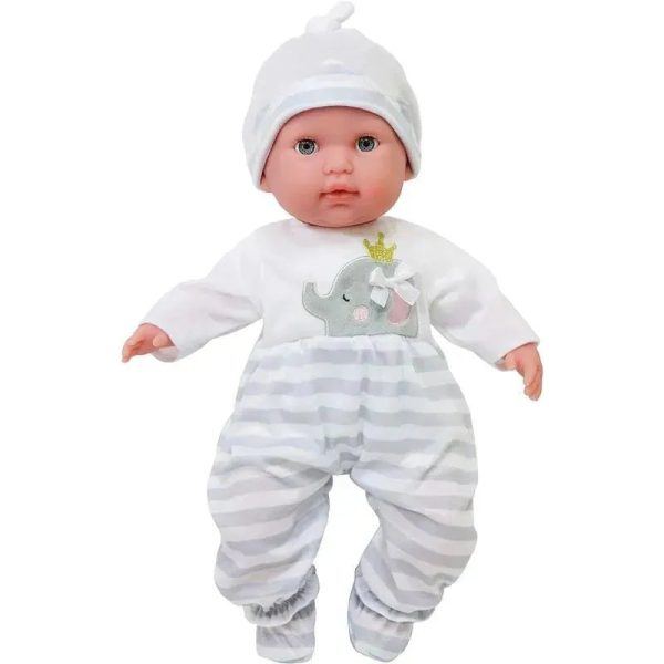 JC Toys - Berenguer Boutique Baby Doll Outfit, Gray Striped Long Onesie, Ages 2+
