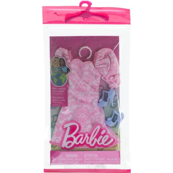 Mattel - Barbie Complete Looks Complete Outfit With Pink Puff Sleeve Dress, Necklace, And Bow Heels