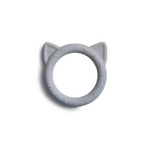 Mushie Silicone Baby Teether Cat Toy Stone
