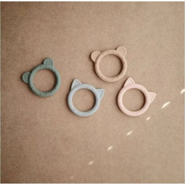 Mushie Silicone Baby Teether Cat Toy Stone