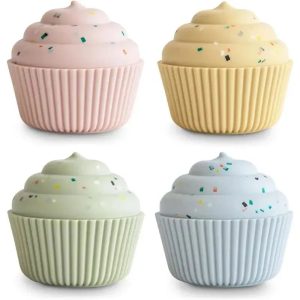Mushie - Silicone Mix and Match Cupcake Toy 4 Pack, Mold Free