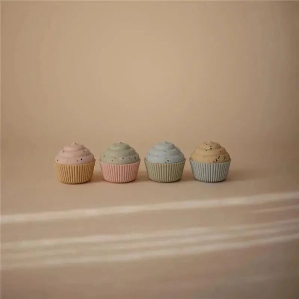 Mushie - Silicone Mix and Match Cupcake Toy 4 Pack, Mold Free