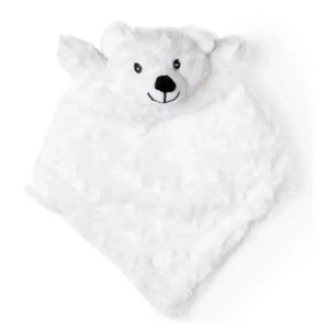 Rose Textiles Baby Bear Curly Plush Security Blanket White