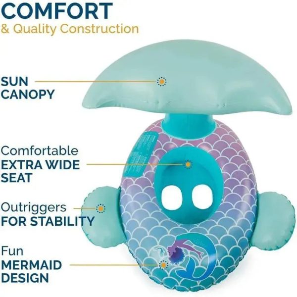 Spin Master - Swimways Sun Canopy Baby Boat, Toys for Kids Aged 9-24 Months, Mermaid