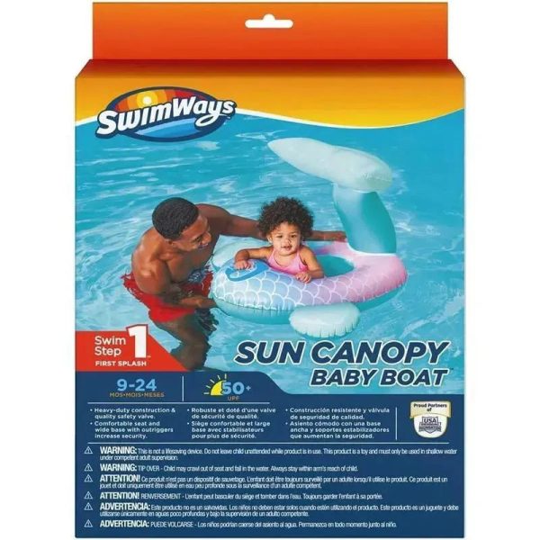 Spin Master - Swimways Sun Canopy Baby Boat, Toys for Kids Aged 9-24 Months, Mermaid