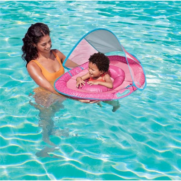 Swimways - Baby Pool Float With Canopy & Upf Protection Pink
