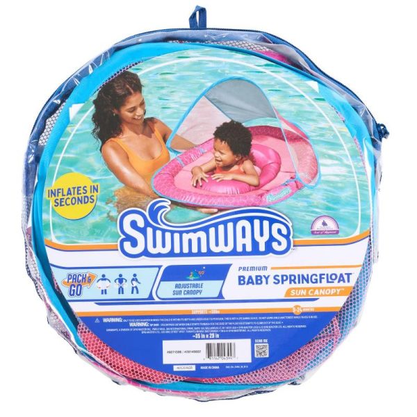 Swimways - Baby Pool Float With Canopy & Upf Protection Pink
